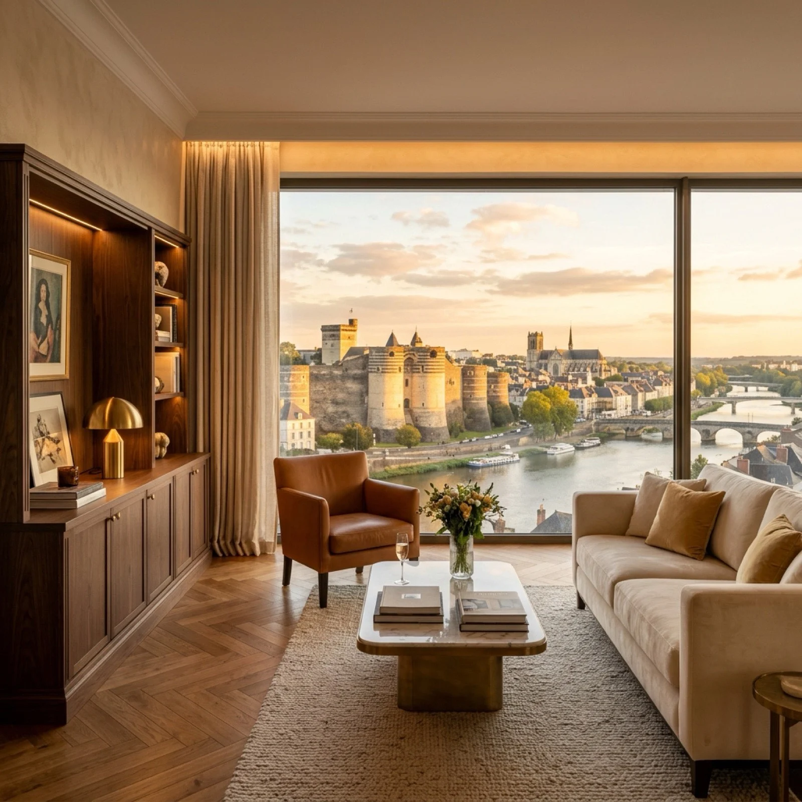 Séjour rénové avec vue sur Angers